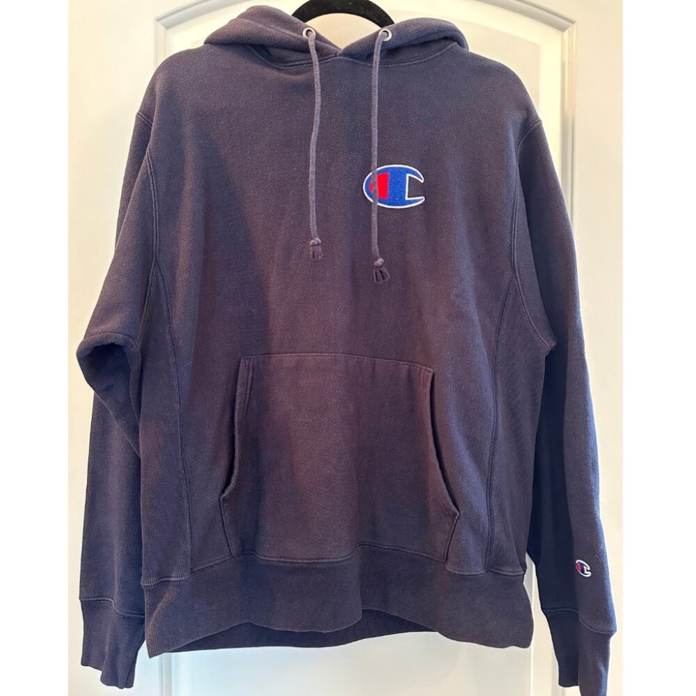 CHAMPION - Vintage Navy Blue Pullover Hoodie